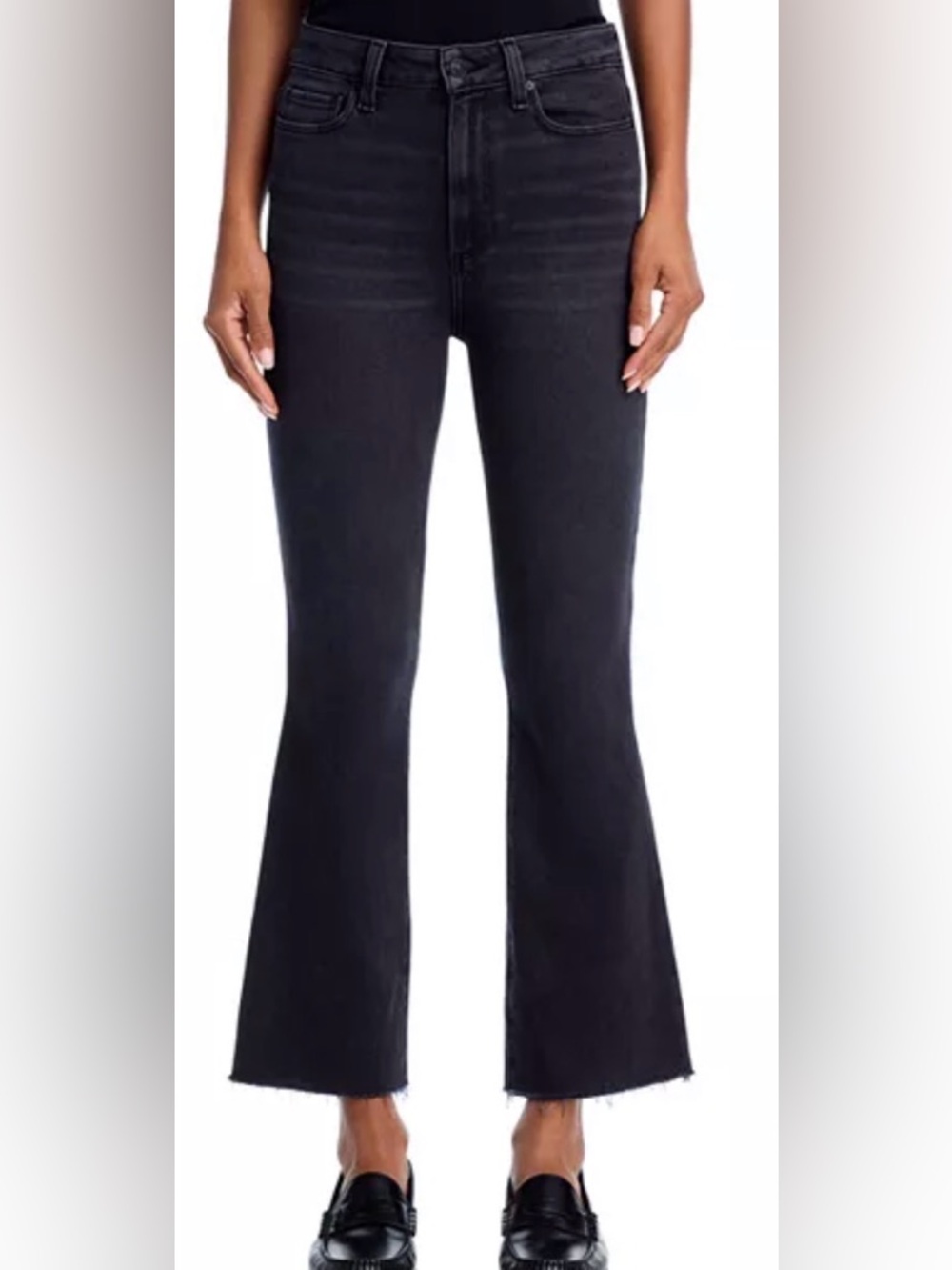 Paige Claudine High Rise Ankle Flare Jeans in Black Lotus Size 30 Retail $229